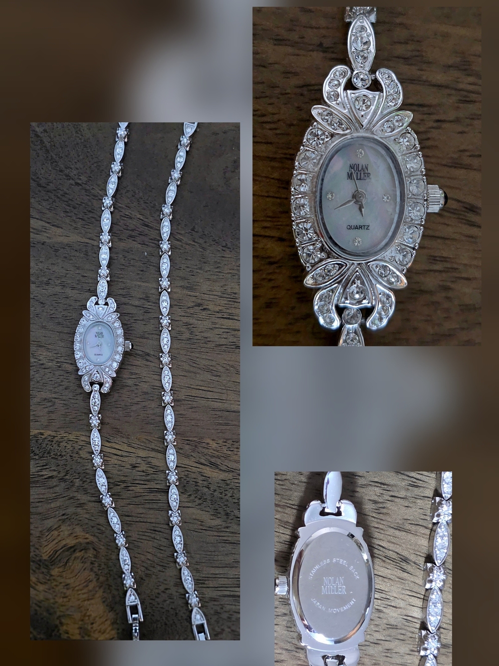 Nolan Miller Silver-Tone Crystal Watch And Bracelet Set
